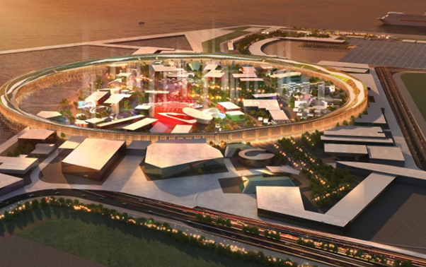 Umetni polotok Yumeshima na obali Osake, kjer se bo odvijal Expo 2025.